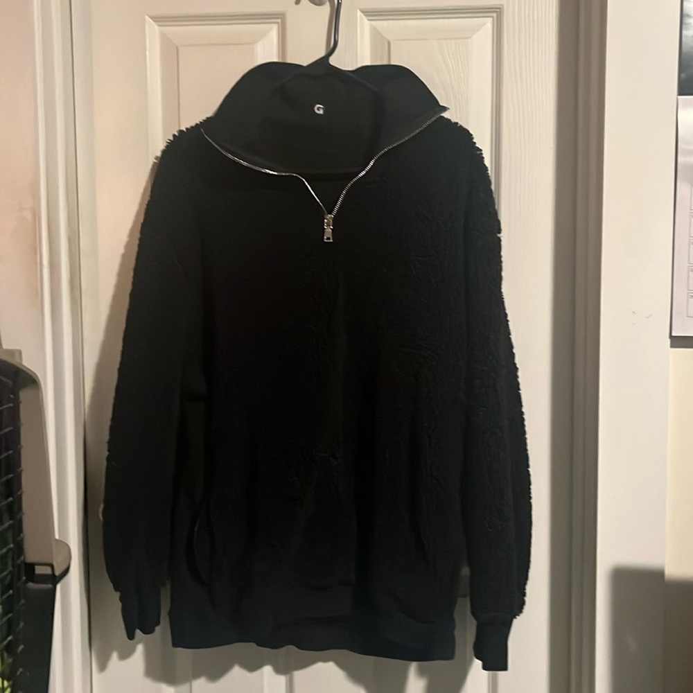 Grrrl Black Sherpa Pullover Jacket with zip